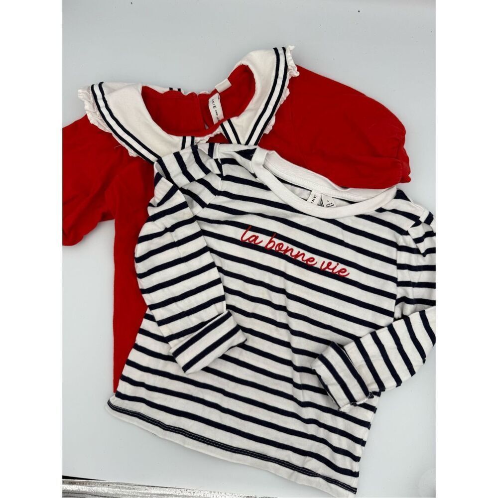 Janie and Jack Bundle of 2 Red and Blue Cotton Nautical Tops Size 5
